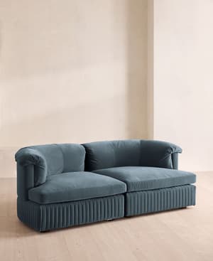 Oona Sectional Sofa - Three Seater - Velvet Grey Blue - US - Hover Image