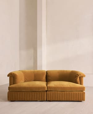 Oona Sectional Sofa - Three Seater - Velvet Mustard - US - Listing Image