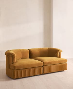 Oona Sectional Sofa - Three Seater - Velvet Mustard - US - Hover Image