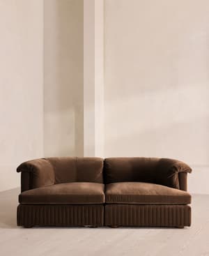 Oona Sectional Sofa - Three Seater - Velvet - Chocolate - US - Listing Image