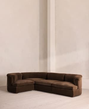 Oona Sectional Sofa - L-Shape Sofa - Velvet - Chocolate - US - Listing Image
