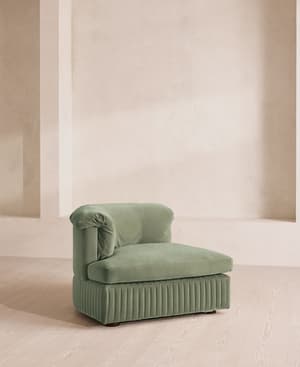 Oona Deep Sit Sectional Sofa - Left Arm Module - Velvet - Seafoam - US - Hover Image