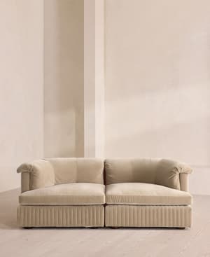 Oona Deep Sit Sectional Sofa - Three Seater - Velvet - Oyster - US - Listing Image