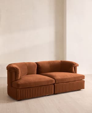 Oona Deep Sit Sectional Sofa - Three Seater - Velvet - Cinnamon - US - Hover Image