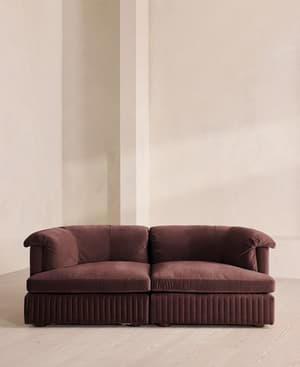 Oona Deep Sit Sectional Sofa - Three Seater - Velvet - Aubergine - US - Listing Image
