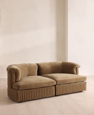 Oona Deep Sit Sectional Sofa - Three Seater - Velvet - Truffle - US - Hover Image