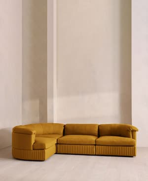 Oona Sectional Sofa - L-Shape Sofa - Linen - Turmeric - US - Hover Image
