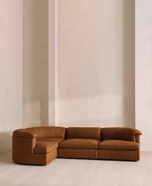 Oona Deep Sit Modular Sofa - L-Shape Sofa - Linen - Terracotta - UK - Hover Image
