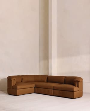 Oona Sectional Sofa - L-Shape Sofa - Linen - Terracotta - US - Listing Image