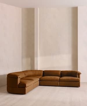 Oona Deep Sit Modular Sofa - Corner Sofa - Linen - Terracotta - UK - Hover Image