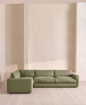 Mossley Right L-Shape Sofa - Linen - Sage - Hover Image