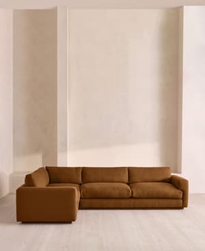 Mossley Right L-Shape Sofa - Linen - Terracotta - UK - Hover Image