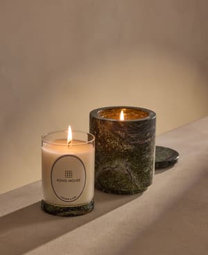 Leather & Oud Candle Set - Forest Green Marble - 250g - Hover Image