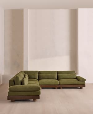 Truro Sectional Sofa - Corner Sofa - Wool Linen - Moss US - Hover Image