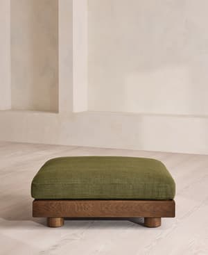 Truro Ottoman - Wool Linen - Moss UK - Hover Image