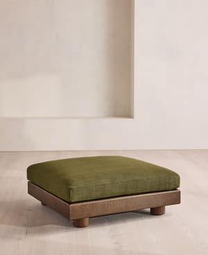 Truro Ottoman - Wool Linen - Moss - US - Listing Image