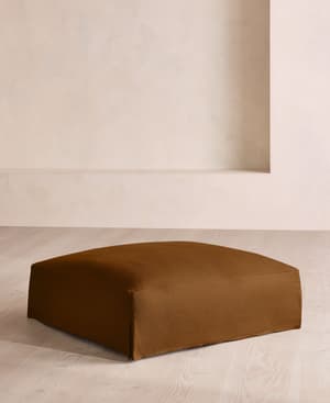Roma Square Ottoman - Linen - Terracotta - US - Hover Image