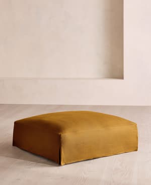 Roma Square Ottoman - Linen - Turmeric - UK - Hover Image