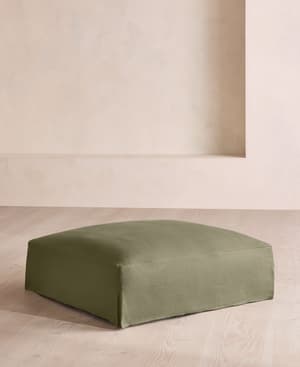 Roma Square Ottoman - Linen - Sage - Hover Image
