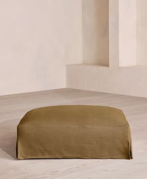 Roma Square Ottoman - Linen - Ochre - US - Listing Image