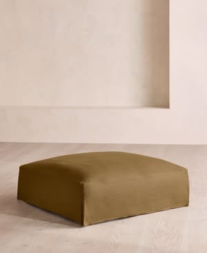 Roma Square Ottoman - Linen - Ochre - US - Hover Image