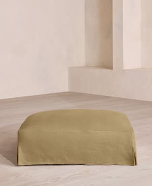 Roma Square Ottoman - Linen - Wheat - US - Listing Image