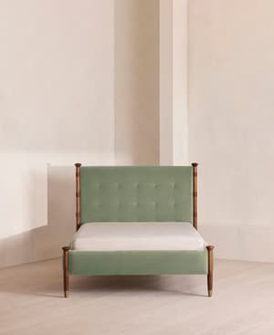 Paolo Bed - Double - Velvet - Seafoam - UK - Hover Image