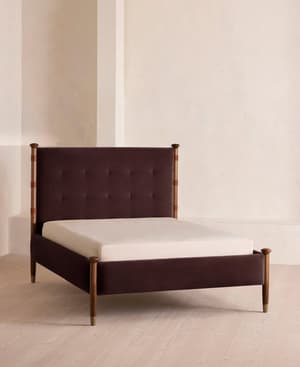 Paolo Bed - Full - Velvet - Aubergine - US - Listing Image