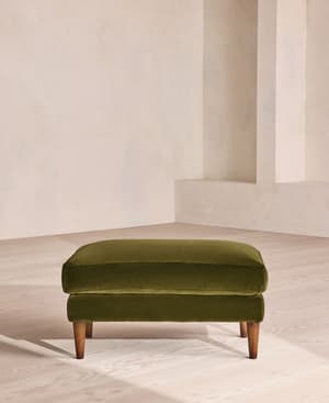 Reya Ottoman - Velvet - Olive - Hover Image