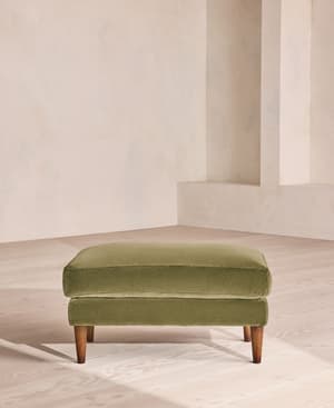 Reya Ottoman Velvet - Lichen - Hover Image