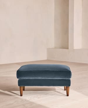Reya Ottoman - Velvet - Grey Blue - Hover Image