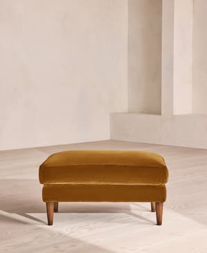 Reya Ottoman - Velvet - Mustard - Hover Image
