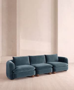 Vivienne Sectional Sofa - Four Seater - Velvet Grey Blue - US - Hover Image
