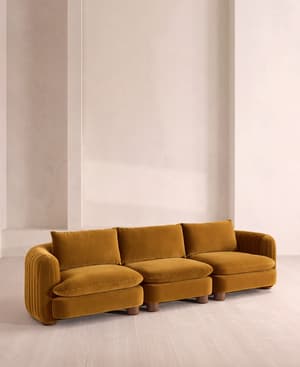 Vivienne Sectional Sofa - Four Seater - Velvet Mustard - US - Hover Image