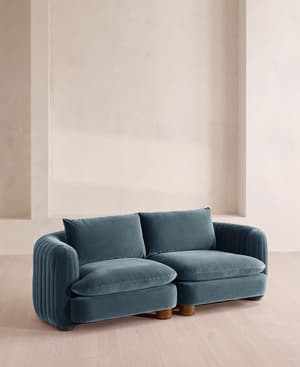 Vivienne Deeper Sit Modular Sofa - Three Seater - Velvet Grey Blue UK - Hover Image