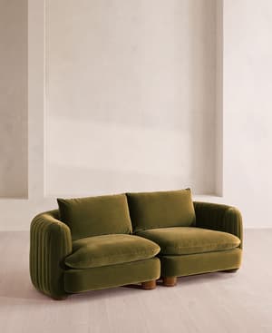 Vivienne Deeper Sit Sectional Sofa - Three Seater - Velvet Olive US - Hover Image