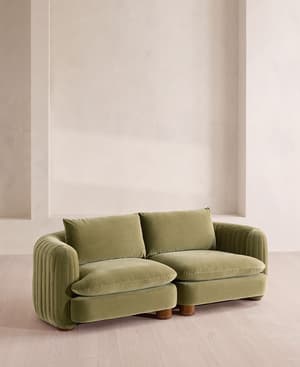 Vivienne Deeper Sit Sectional Sofa - Three Seater - Velvet Lichen US - Hover Image