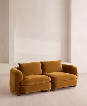 Vivienne Deeper Sit Modular Sofa - Three Seater - Velvet Mustard UK - Hover Image