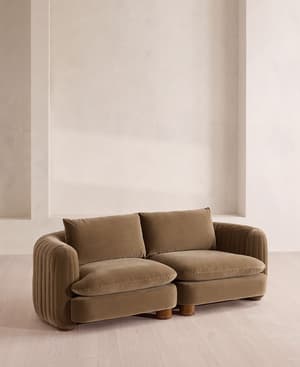 Vivienne Deeper Sit Modular Sofa - Three Seater - Velvet - Truffle - UK - Hover Image