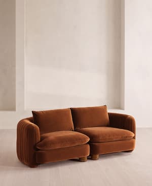 Vivienne Sectional Sofa - Three Seater - Velvet - Cinnamon - US - Hover Image