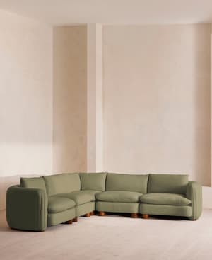 Vivienne Deeper Sit Sectional Sofa - Corner Sofa - Linen - Sage - US - Hover Image