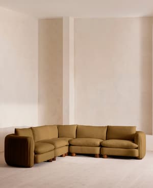 Vivienne Deeper Sit Sectional Sofa - Corner Sofa - Linen - Ochre - US - Hover Image