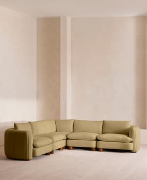 Vivienne Sectional Corner Sofa - Linen - Wheat - US - Hover Image