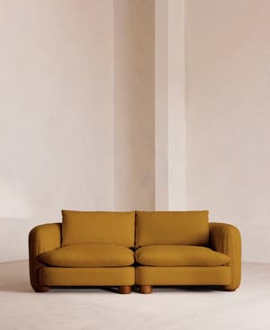 Vivienne Deeper Sit Sectional Sofa - Three Seater - Linen - Turmeric - US - Listing Image