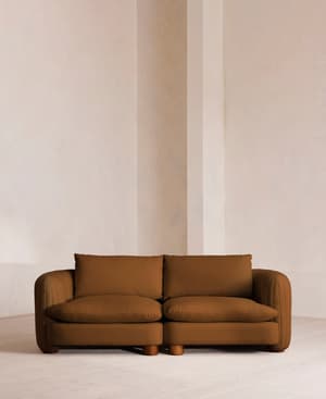 Vivienne Deeper Sit Sectional Sofa - Three Seater - Linen - Terracotta - US - Listing Image