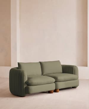 Vivienne Deeper Sit Modular Sofa - Three Seater - Linen - Sage - Hover Image