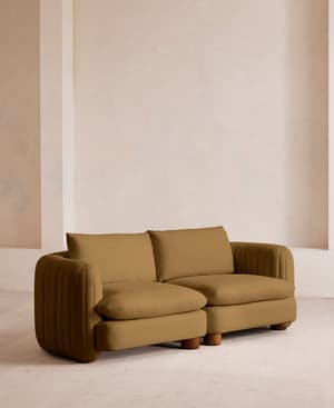 Vivienne Deeper Sit Modular Sofa - Three Seater - Linen - Ochre - Hover Image