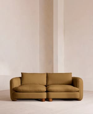 Vivienne Deeper Sit Sectional Sofa - Three Seater - Linen - Ochre - US - Listing Image