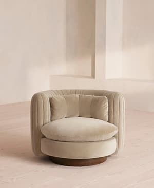 Vivienne Armchair - Velvet - Oyster - UK - Hover Image