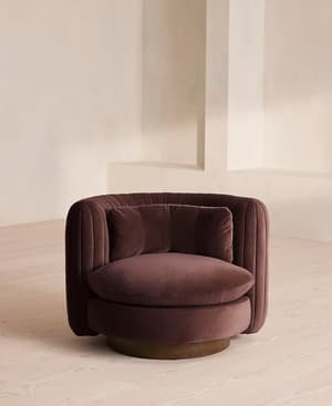 Vivienne Armchair - Velvet - Aubergine - UK - Hover Image